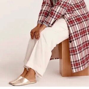 J.Crew Slip-on mules in metallic leather size 8.5 smoke pet free home